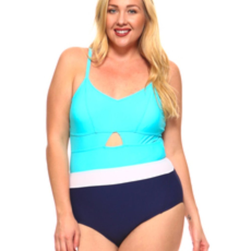 NWT Biki Blue Plus Size One Piece Swimsuit